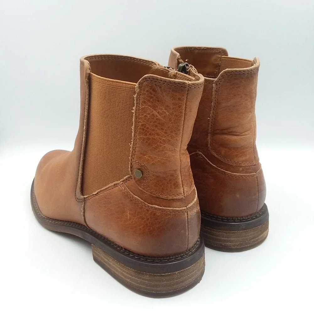 Franco Sarto Horrace Cognac Brown Leather Chelsea Boots Women's 10 Ankle Booties